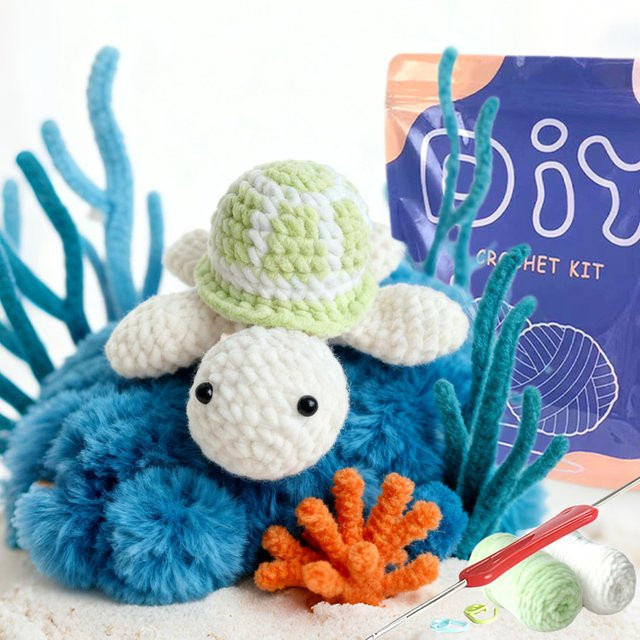 YAMAXIN Schildkröten-Häkel-Set, 1-teiliges Set, DIY-Amigurumi-Haken-Set mit Anleitung und Videounterricht - Bild 1