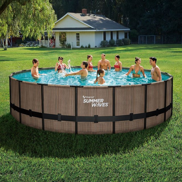 Summer Waves Elite Pool in Teak-Optik und Grau, Durchmesser: 549 cm, Höhe: 132 cm - Bild 2