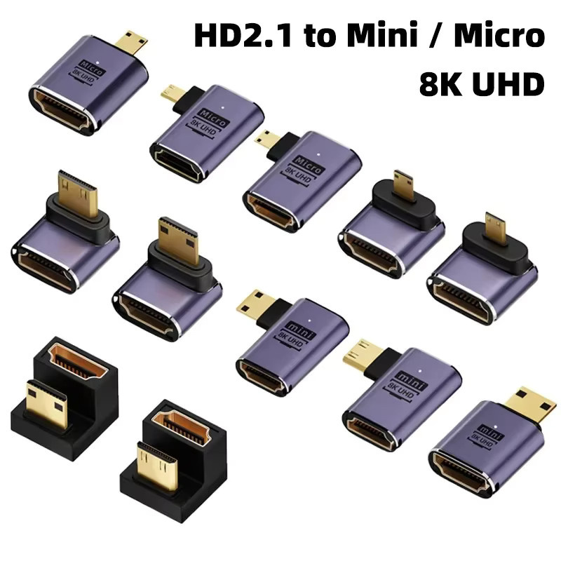 BSN HDMI Adapter 90 und 270 Grad rechtwinkliger Stecker auf Buchse Konverter für 8K HD Mini und Micro HDMI Verlängerung - Bild 2