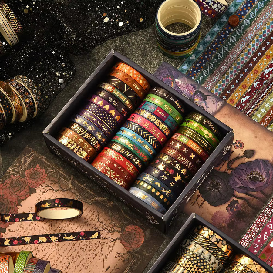 36 Rollen Washi-Tape Set in Gold für Scrapbooking und Journaling - Bild 3