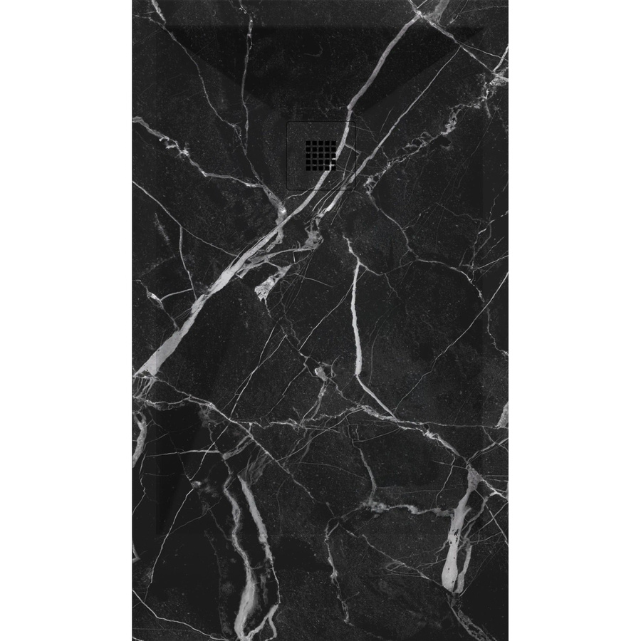Mirlo Duschwanne aus Mineralguss Extra Flach in Marquina Schwarzer Marmor B/T: 70 x 80 cm - Bild 2
