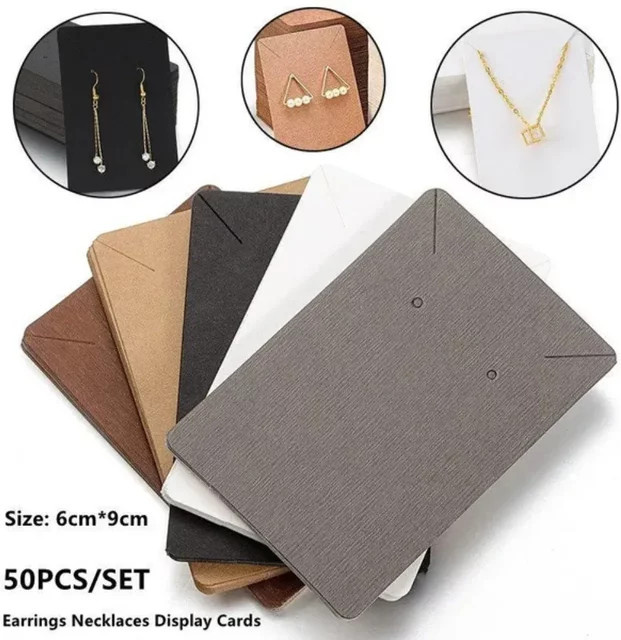 50er Set Schmuckverpackung aus Papier mit Karten für Ohrringe und Halsketten in Braun - Bild 1