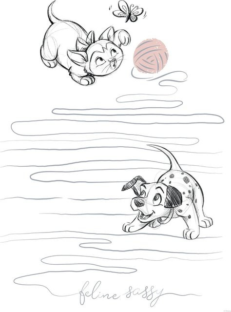 Komar Wandbild Disney Animals Dogs and Cats Playground, Weiß, B: 30 cm, H: 40 cm - Bild 1