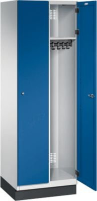 C+P Spind Cambio mit 2 Abteilen und Sockel, lichtgrau/enzianblau, B/T/H: 60 x 52,5 x 198 cm - Bild 1