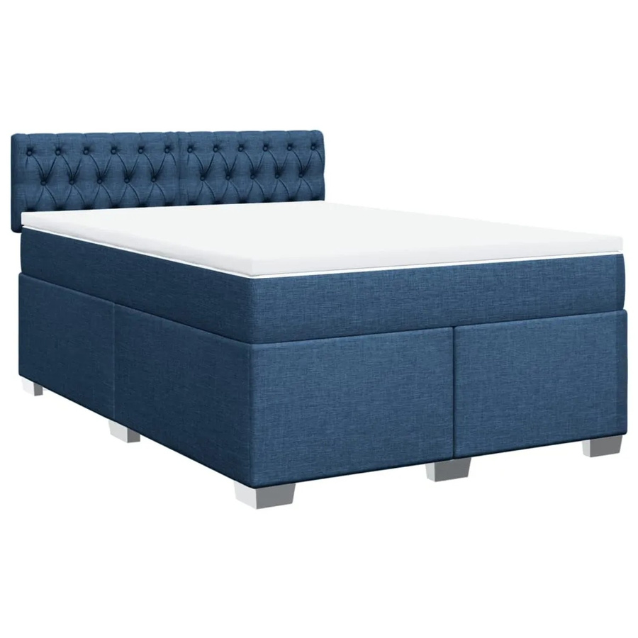 vidaXL Boxspringbett mit Matratze Hybrid-Design in Blau und Weiß, B/T: 140 x 200 cm - Bild 2
