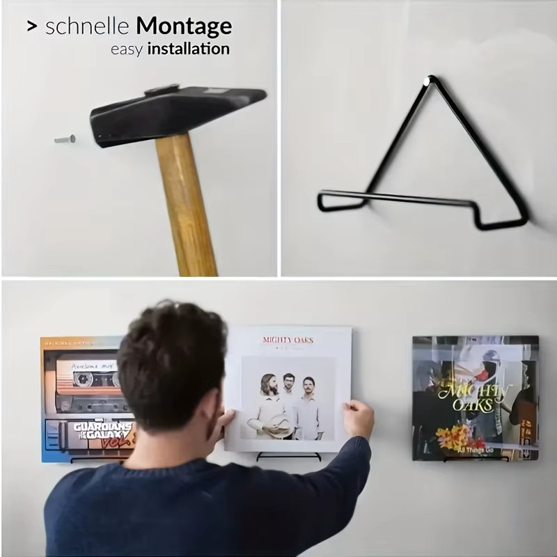 Elegante Schallplatten-Wandhalterung aus Metall in Mattschwarz für die stilvolle Präsentation deiner Platten - Bild 4