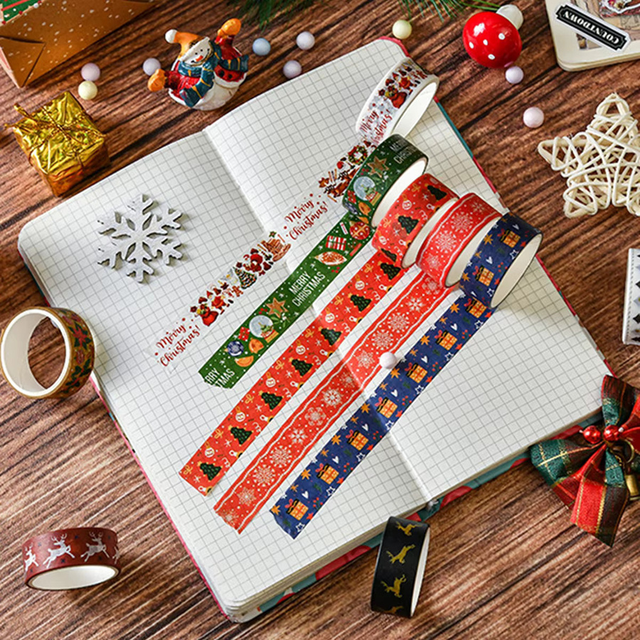 6 Rollen Washi-Tape mit Weihnachtsmotiv in Multicolour für DIY-Tagebuch-Dekorationen - Bild 2
