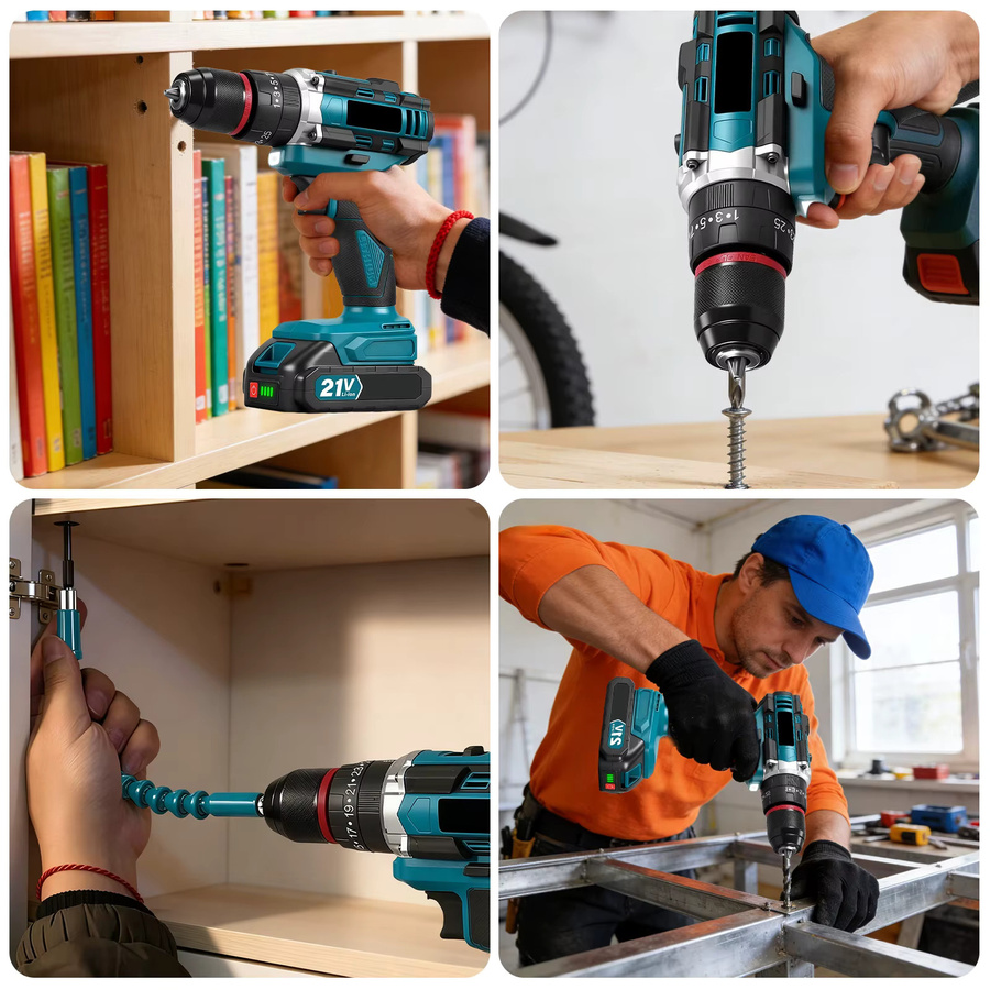 Makita 3-in-1 Elektrischer Schlagbohrer mit 25+3 Drehmoment, Kabelloser Handbohrer für Holzbearbeitung, Kompatibel mit Makita LXT 18V Akku - Bild 8