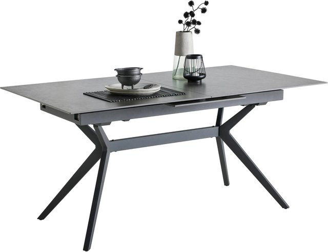 Mömax Ausziehtisch Verona in Anthrazit und Schwarz mit Keramikplatte und Metallgestell, B/T/H: 160 x 91 x 76 cm - Bild 1