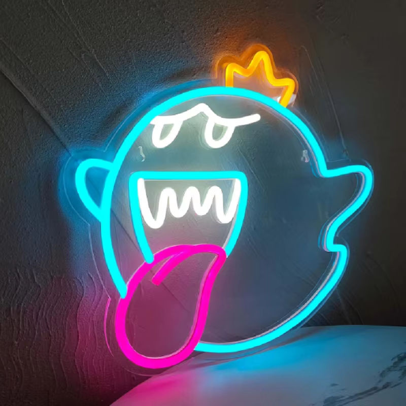 Neonlicht Mario Boo Geister Gesicht Acryl Lampe RGB Multicolour für Kinderzimmer und Spielzimmer zur Wandmontage via USB - Bild 2