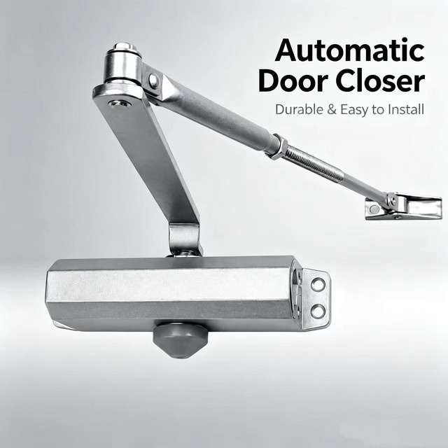 Automatischer hydraulischer Türschließer von iosn in Silber mit einstellbarer Geschwindigkeit und Türstopper für 25-85 kg - Bild 1