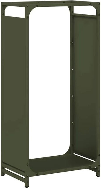vidaXL Brennholzregal aus kaltgewalztem Stahl in Olivgrün, B/T/H: 44 x 28 x 90 cm - Bild 1
