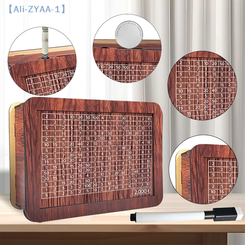 JETTING Geldsparbox aus Holz in Braun mit Sparzielen und Münzaufbewahrung - Bild 2