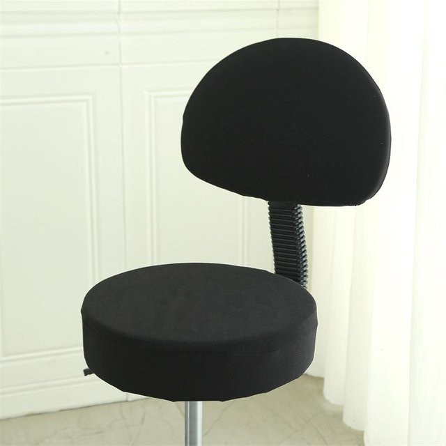 Yiran Furniture Elastischer Universal-Rundhocker-Stuhlbezug mit floralem Design in Schwarz, Durchmesser: 30 cm - Bild 1