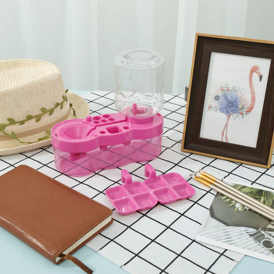 Automatische Pinselwaschmaschine mit Wasserzirkulation und Ablauf für Aquarell- und Kunstpinsel in Pink oder Lila - Bild 2