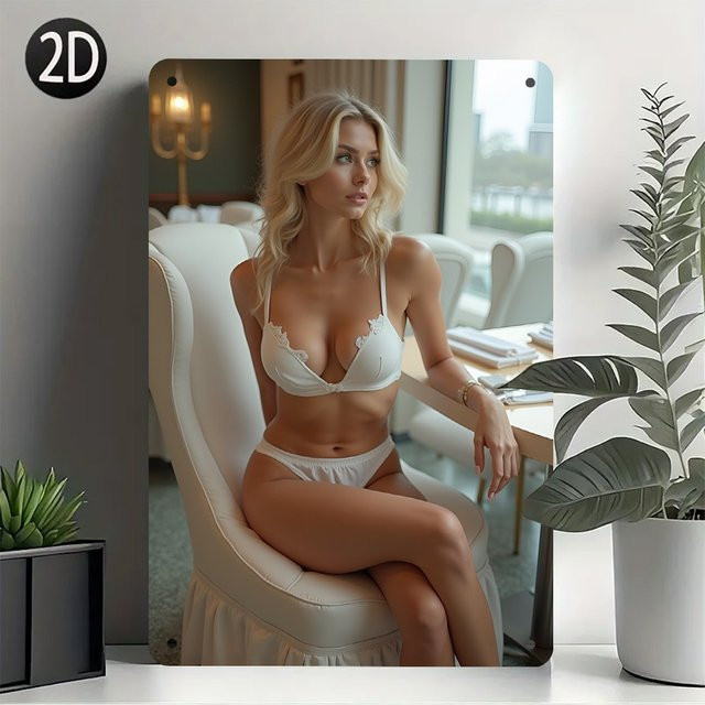 Vintage-Wandschild Sexy Beauty von CIFBUY aus Metall in Multicolour, Retro-Eisenschild für Zuhause, Café oder Bar, B/H: 30 x 20 cm - Bild 1
