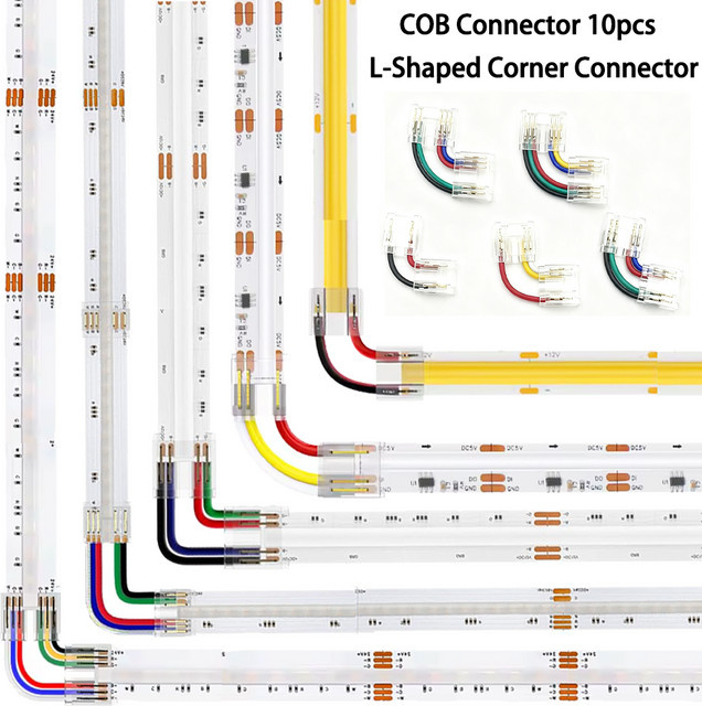 YSRSAI COB-LED-Anschluss in L-Form mit lötfreier Mini-Schnalle für RGB und CCT LED-Streifen - Bild 1