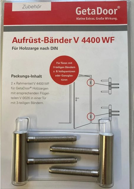 GetaDoor Zubehör Türzargen Bänder-Set 3-teilig in Silber Stainless Look - Bild 1
