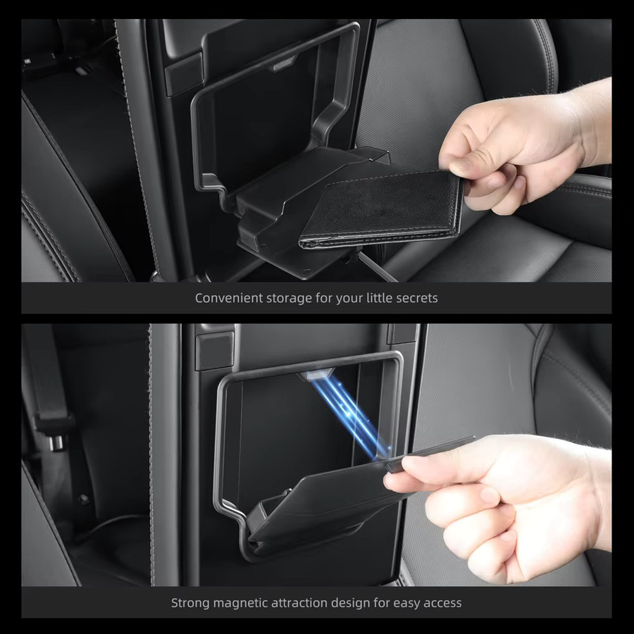 Tesmayx Mittelkonsole Armlehne mit versteckter Aufbewahrungsbox für Tesla Model Y Juniper und Model 3, Schwarz - Bild 4