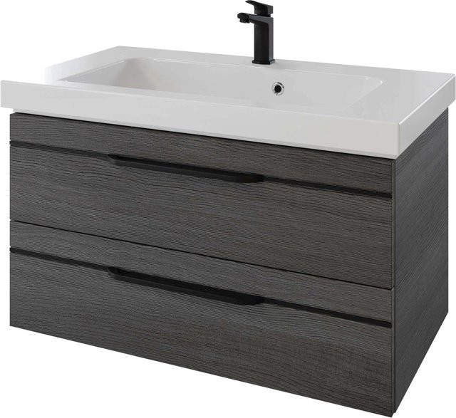 Pelipal Waschbeckenunterschrank Quantum 05 in Graphit mit Struktur quer, Breite: 88 cm, Höhe: 48 cm - Bild 1