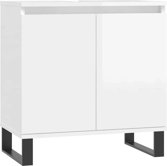 vidaXL Badschrank in Hochglanz Weiß im industriellen Stil, B/T/H: 58 x 33 x 60 cm - Bild 1