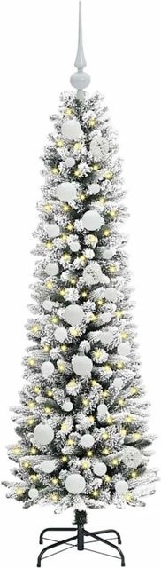 vidaXL Künstlicher Weihnachtsbaum mit 150 warmweißen LEDs in Grün und Weiß, Höhe: 120 cm - Bild 1