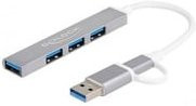 Delock 4 Port Slim USB Hub mit USB Type-C oder USB Typ-A in Silber - Bild 1