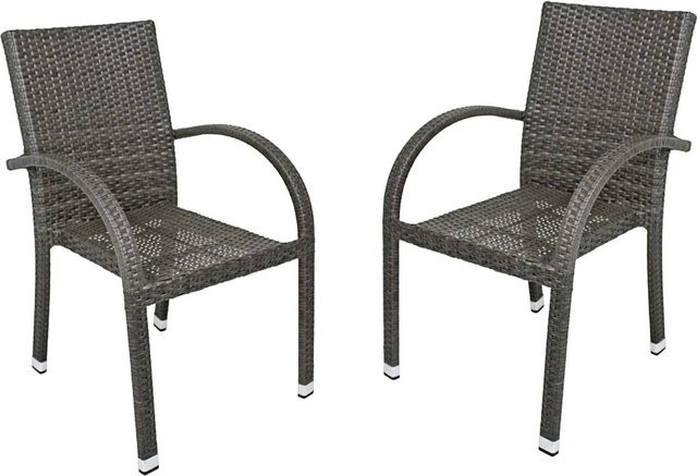 Garden Pleasure Stapelstuhl Modesto aus Aluminium und Polyrattan in Dunkelgrau, 2er-Set - Bild 1