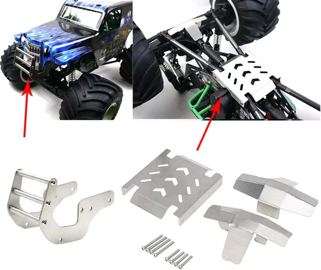 LOSI Chassis Rüstung Schutz Platte + Front Stoßstange Kit, Metall, Grau - Bild 1