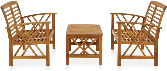 vidaXL 3-tlg Garten-Lounge-Set aus Massivholz Akazie in Braun - Bild 1