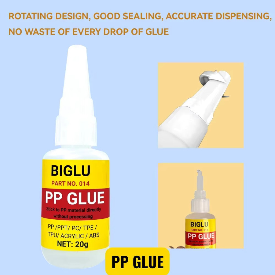 BIGLU Super Glue 20-teiliges Set für PP-Polypropylen, ABS und PVC – Schneller Flüssigklebstoff für Kunststoff ohne Oberflächenvorbereitung - Bild 2
