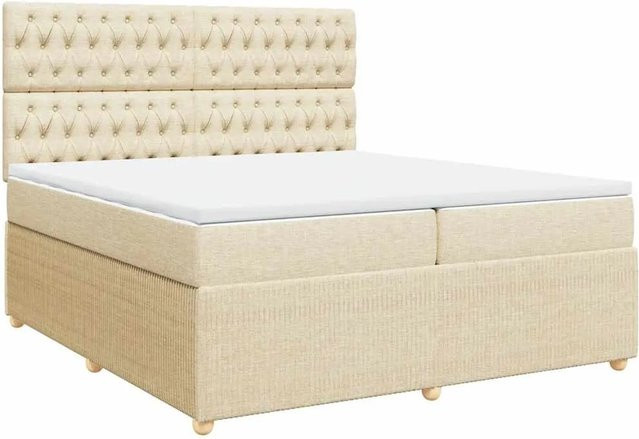 vidaXL Boxspringbett Hybrid mit Matratze und USB-Ladeport, Farbe Creme, B/T/H: 200 x 200 x 140,5 cm - Bild 1