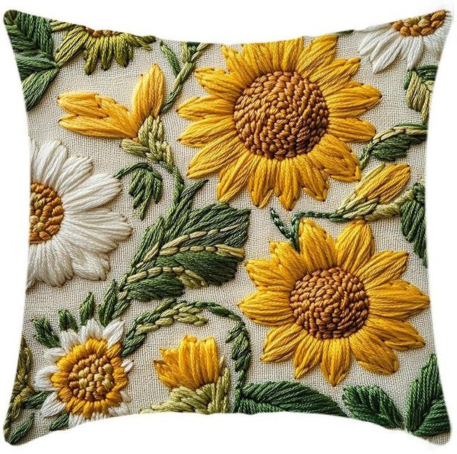 JMG Clothing Kissenhülle Retro Sonnenblumen Design, quadratisch, Mehrfarbig, B/B: 45 x 45 cm - Bild 1