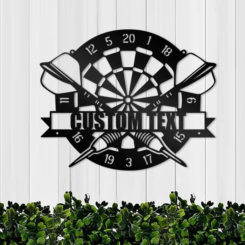 Personalisierte Metall-Wandtafel mit Dartboard-Design in Schwarz zur Wandmontage für Kinderzimmer und Wohnraum - Bild 2