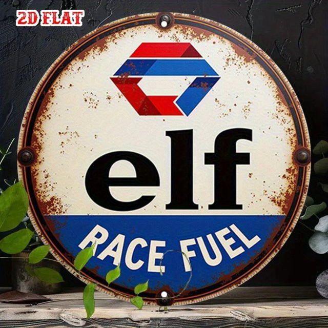Vintage Rundes Aluminium-Rennkraftstoff-Schild CIFBUY Wanddekoration für Garage und Bar, Durchmesser: 20 cm, Mehrfarbig - Bild 1