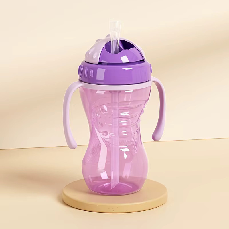 Auslaufsicherer Baby-Trinkbecher mit Griff und Strohhalm, Blau, 300 ml - Bild 2