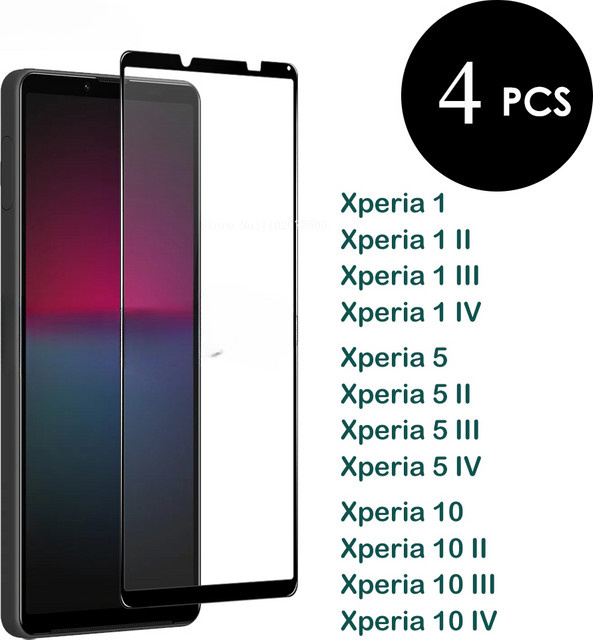 4er-Pack Displayschutzfolie aus gehärtetem Glas für Sony Xperia 1, 5, 10 II, III, IV und XZ1 Kompakt in Transparent - Bild 1