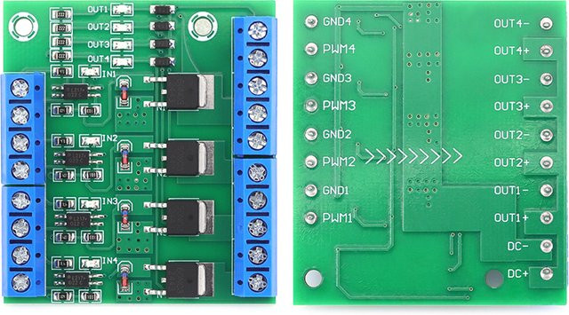 4-Kanal-MOSFET-Treibermodul mit optokopplerisolierter SPS-Verstärkerplatine in Grün, 3 V–20 V - Bild 1