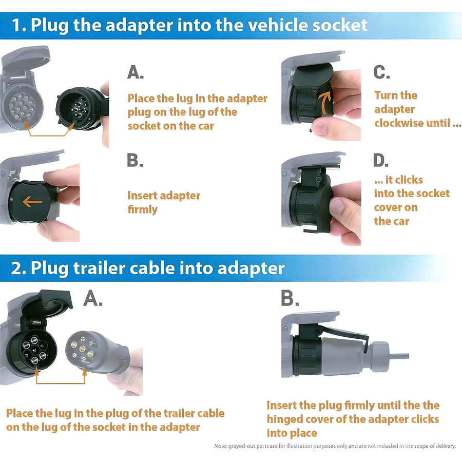 13 Pin auf 7 Pin Adapter für Anhängerkupplung Schwarz für Auto Lkw und Caravan - Bild 4