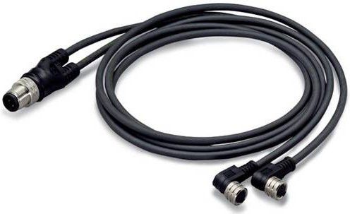 WAGO 756-5514/040-020 Sensor-Aktor-Verteiler und Adapter Set, M8 Stecker gerade und Buchse gewinkelt, Schwarz, 10 Stück, 2,00 m - Bild 1
