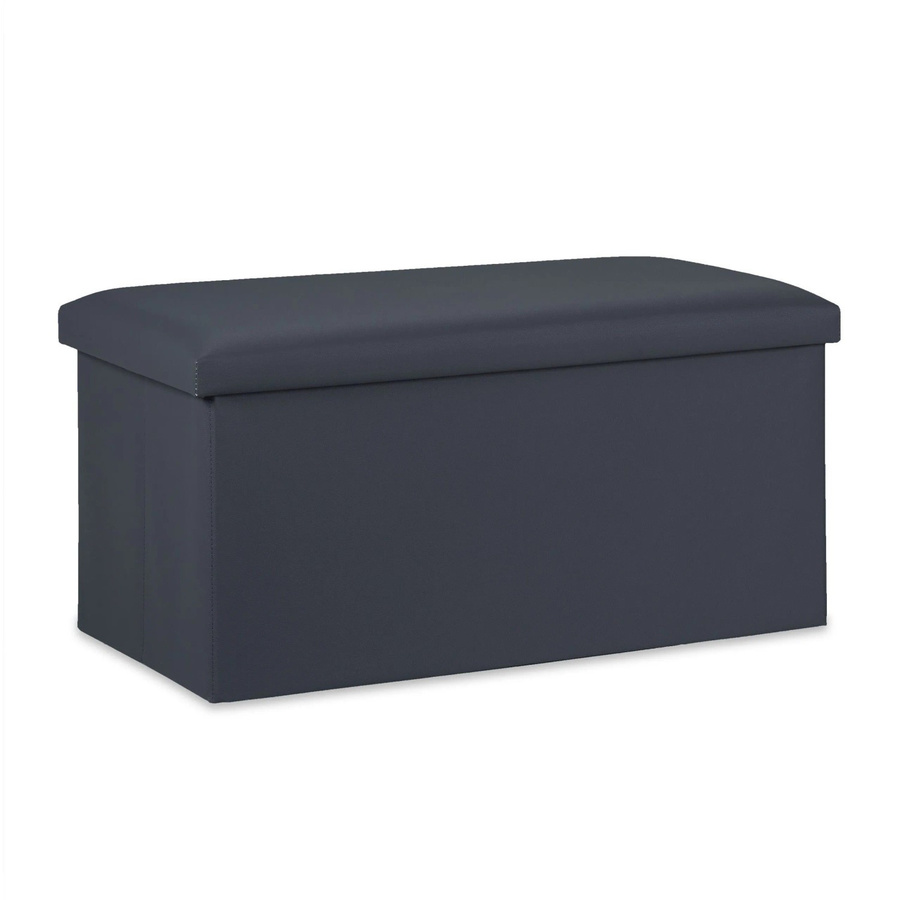 Relaxdays Sitzbank aus Kunstleder mit Stauraum, Dunkelgrau, B/T/H: 76,5 x 37,5 x 38,5 cm - Bild 2