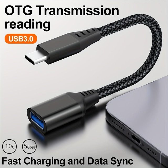 LAIHONEN USB-C OTG-Adapter Schwarz mit USB 3.0 Typ-C für Handys und PC, 5Gbps Hochgeschwindigkeit zur Verbindung von USB-Sticks, Maus, Tastatur und Kartenlesern - Bild 1