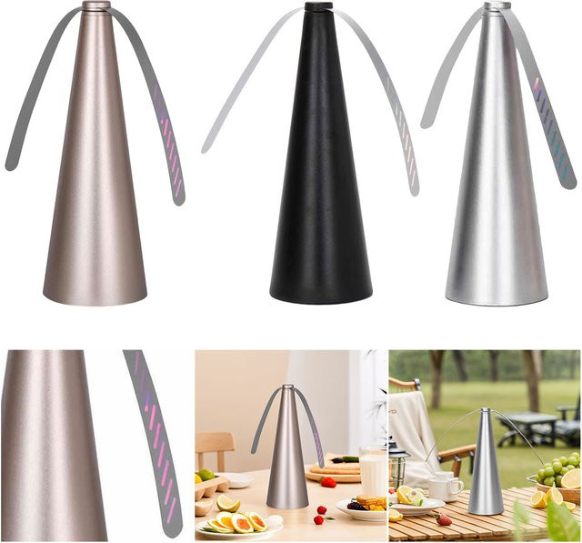 VODOOL Fliegenfächer für Tische, 2er-Set tragbare Outdoor-Ventilatoren in Schwarz und Silber für Picknick, Restaurant und Party - Bild 1