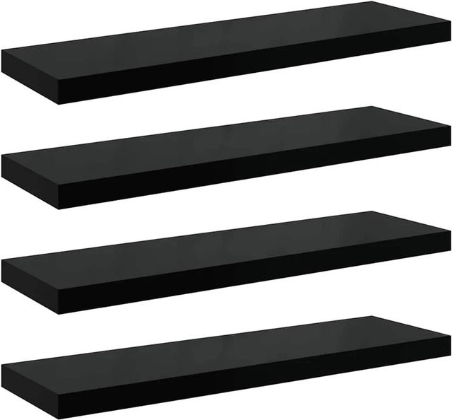 vidaXL Wandregale Schwebend 4er Set in Schwarz Hochglanz, B/T/H: 90 x 23,5 x 3,8 cm - Bild 1