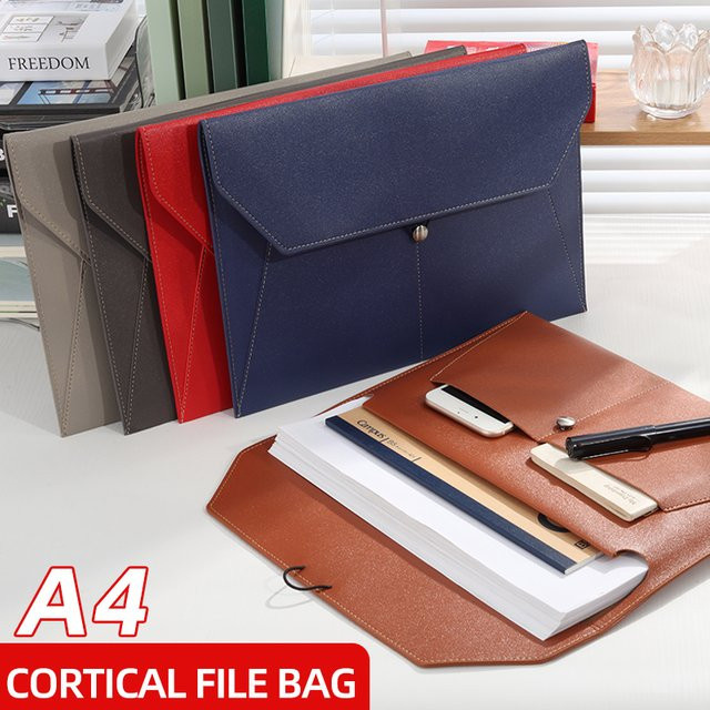 KOBEST A4 Business-Aktentasche aus Leder in Braun mit multifunktionalem Klemmordner und wasserdichtem Design - Bild 1