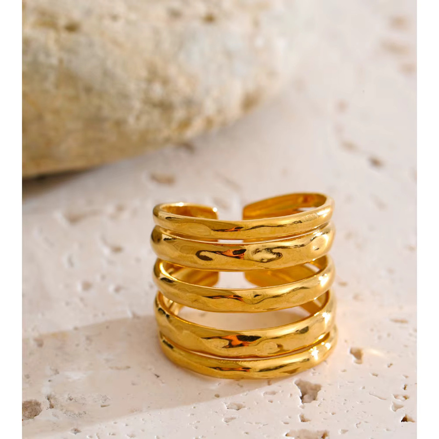 Yhpup Ring Edelstahl, Gold, Größe 7,5, Unisex - Bild 2