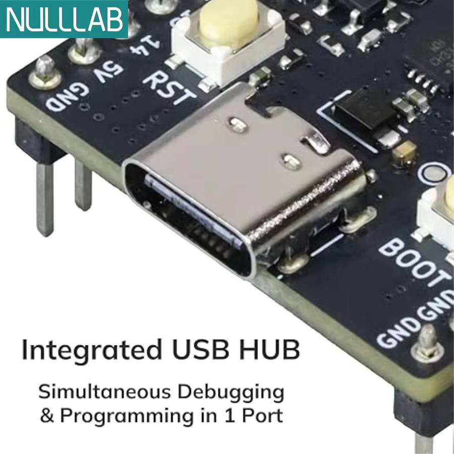 NullLab ESP32-S3 Entwicklungsboard mit WLAN und Bluetooth, USB-C Anschluss, Schwarz - Bild 2
