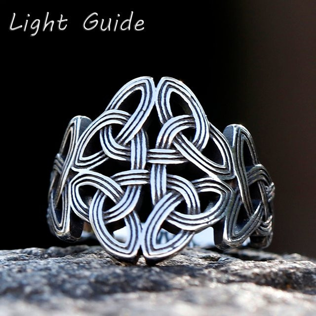 Ring Edelstahl, Silber, Damen, Wicca-Kreuz Keltischer Knoten - Bild 1