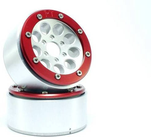 Metsafil 1:10 Crawler Felgen aus Aluminium in Silber-Rot, 1 Paar - Bild 1