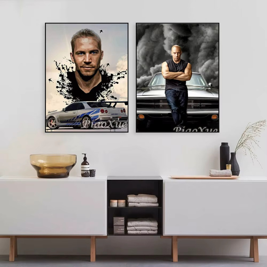 YUTTEE Diamant-Malerei Fast And Furious Motiv mit Paul Walker und Auto als Mosaik-Strass-Kreuzstich-Set in Multicolour zur Wanddekoration - Bild 3